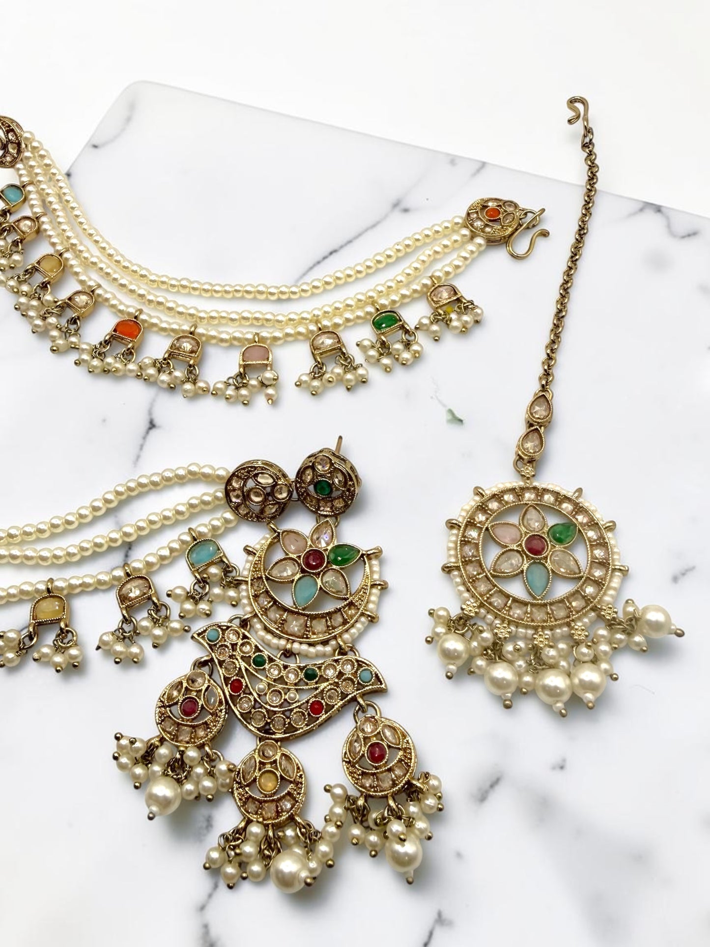 Ambalika अंबालिका Polki Earring Saharay in Multicolor