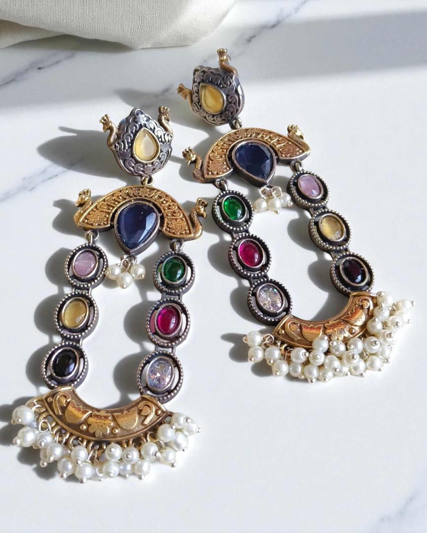Ridhima रिधिमा Dual Tone Oxidized Earrings in Multicolor