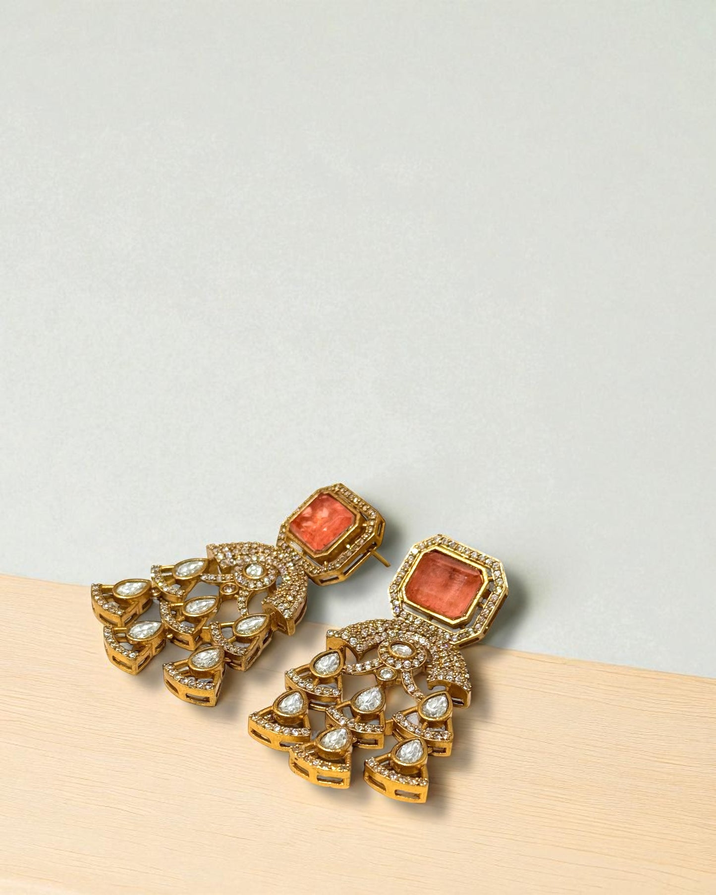 Faiza فائزة Choker Set with Doublet Stone in Orange