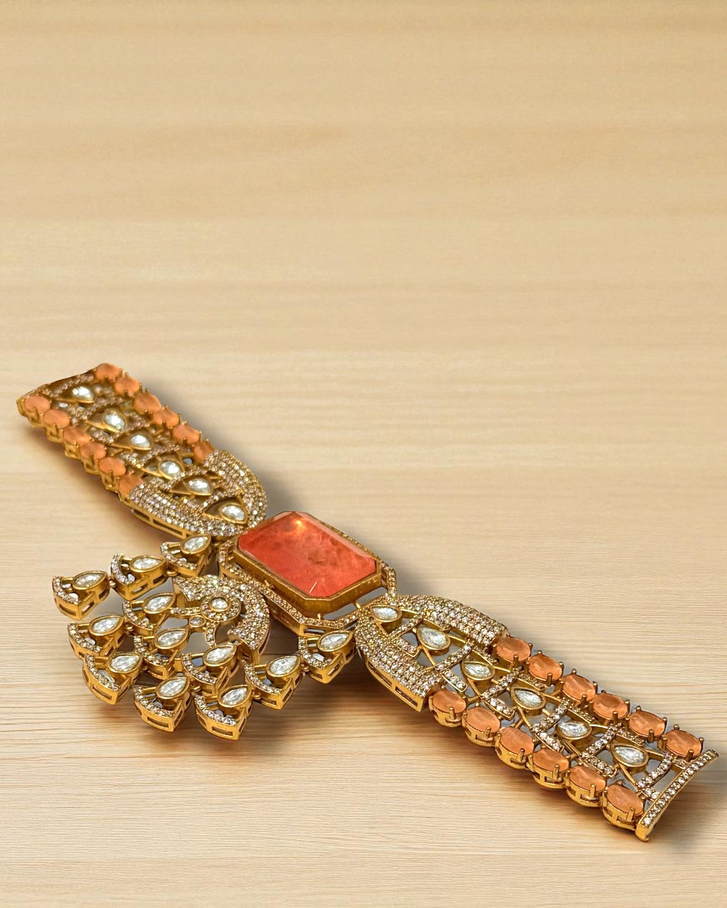 Faiza فائزة Choker Set with Doublet Stone in Orange