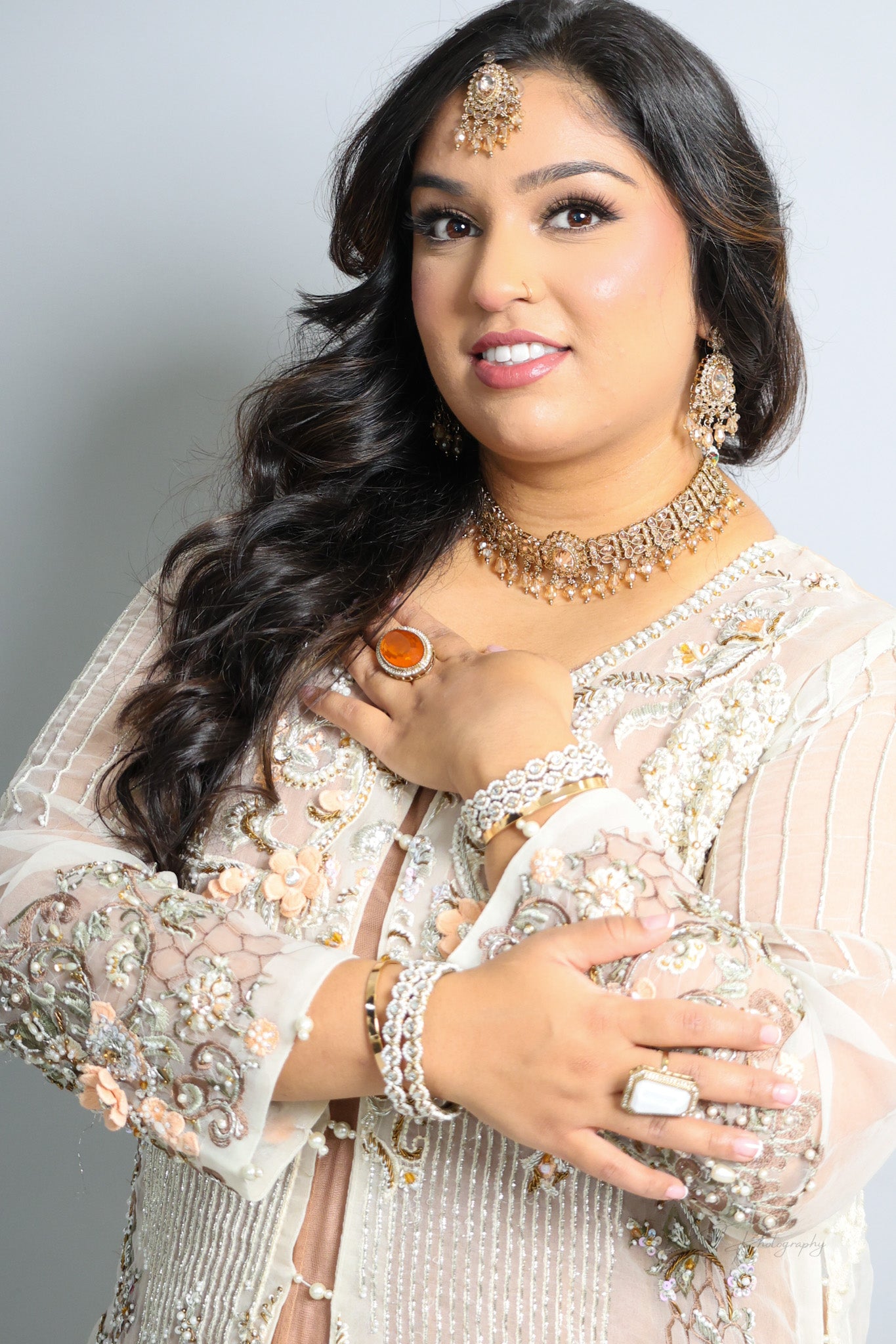 Rania رانيا Polki Choker Set in Silver