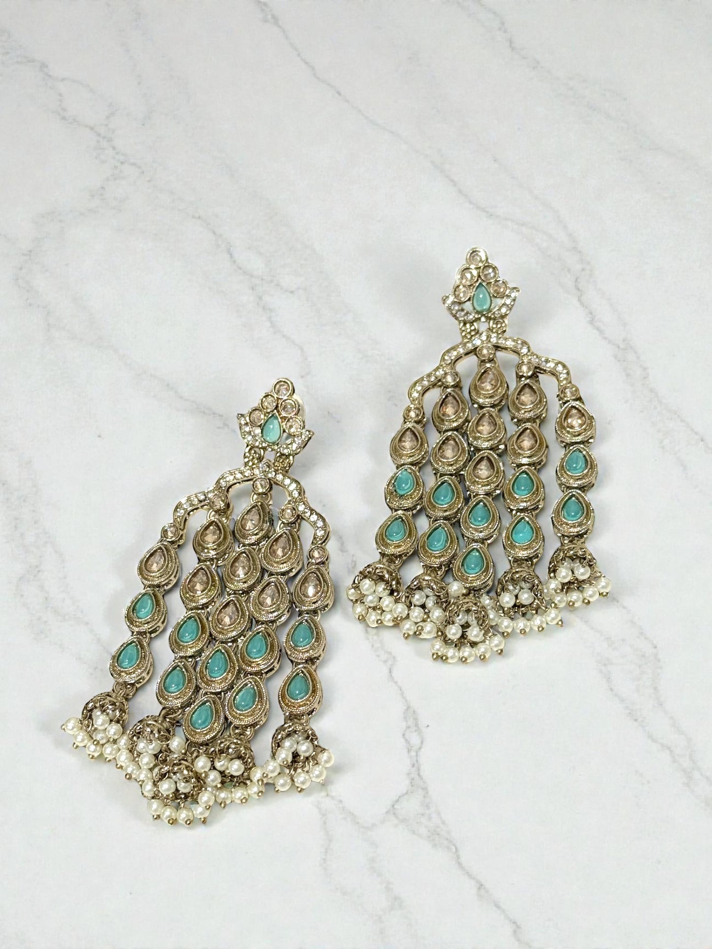 Komal कोमल Polki Earrings in Sky Blue