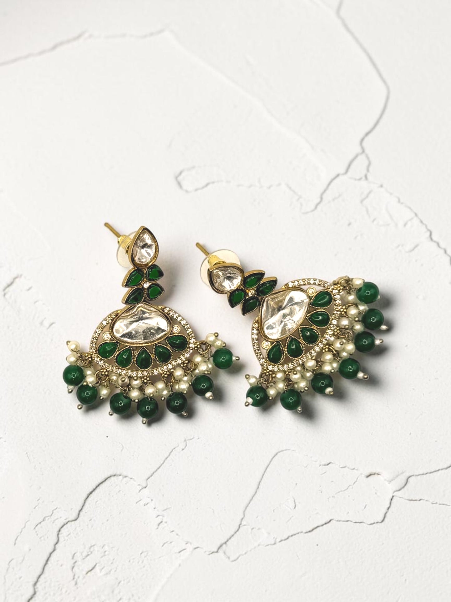 Fatinah فاتنة Kundan Earrings in Green