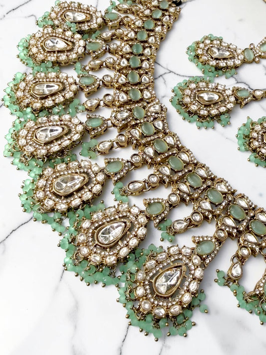 Sharanya शरण्या Kundan Bridal Set in Mint