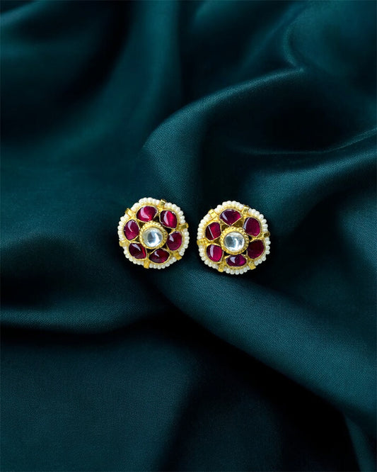 Zahra زهرة Ruby Paachi Kundan Choker or Necklace Set - 22k Gold Plated