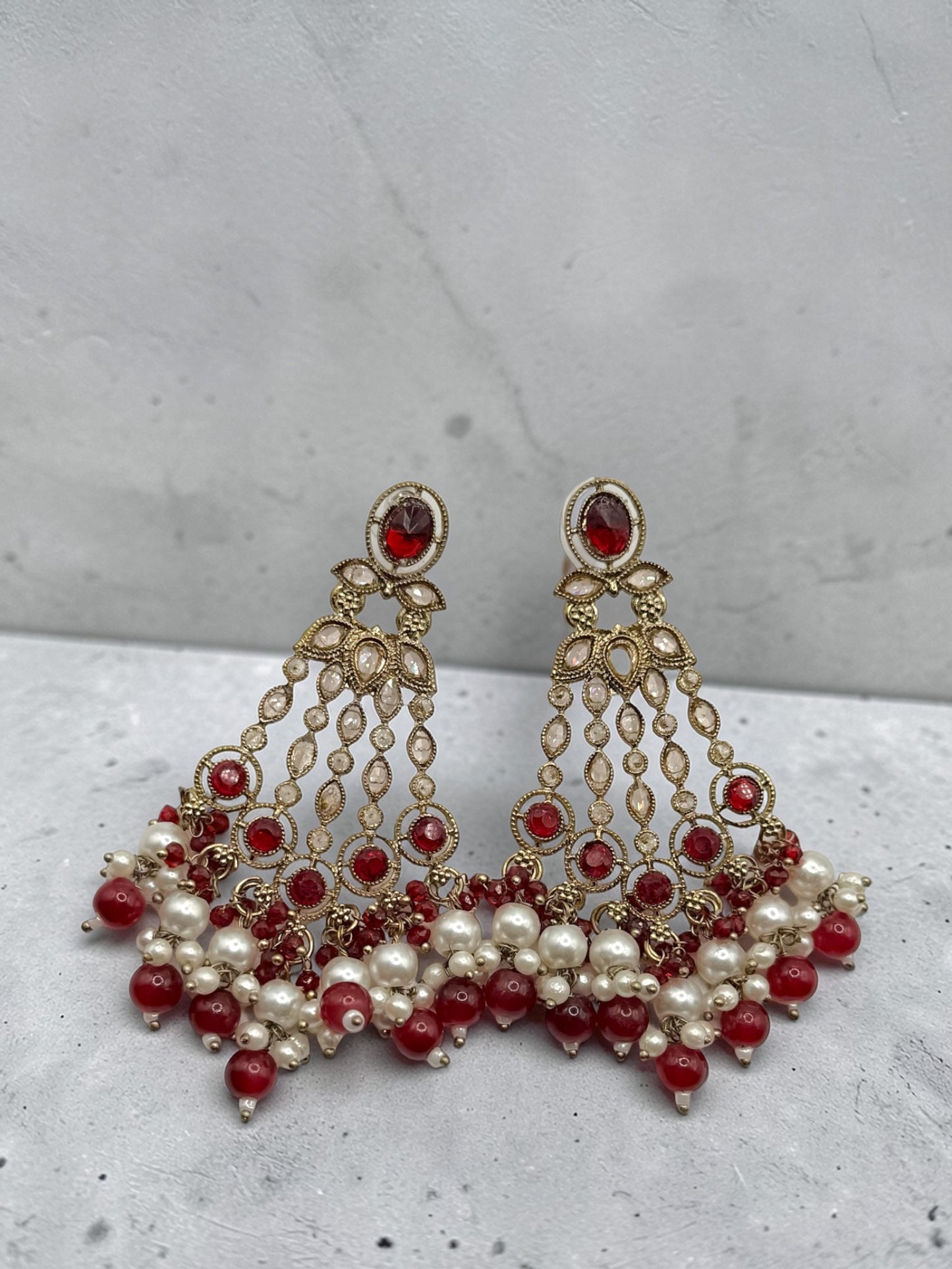 Jivanta जीवंत Polki Earrings in Maroon