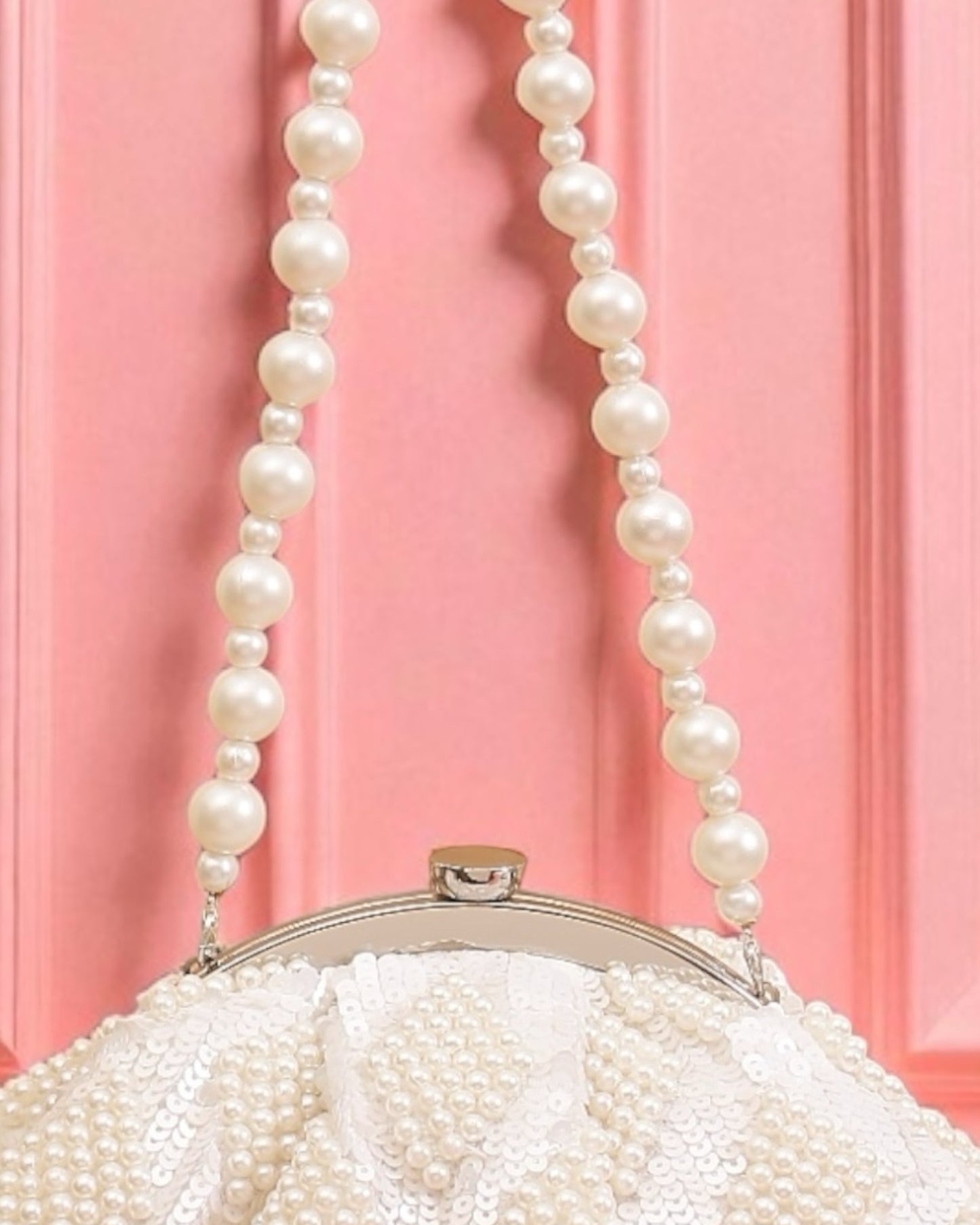 Noor نور Pearl Clutch in Ivory