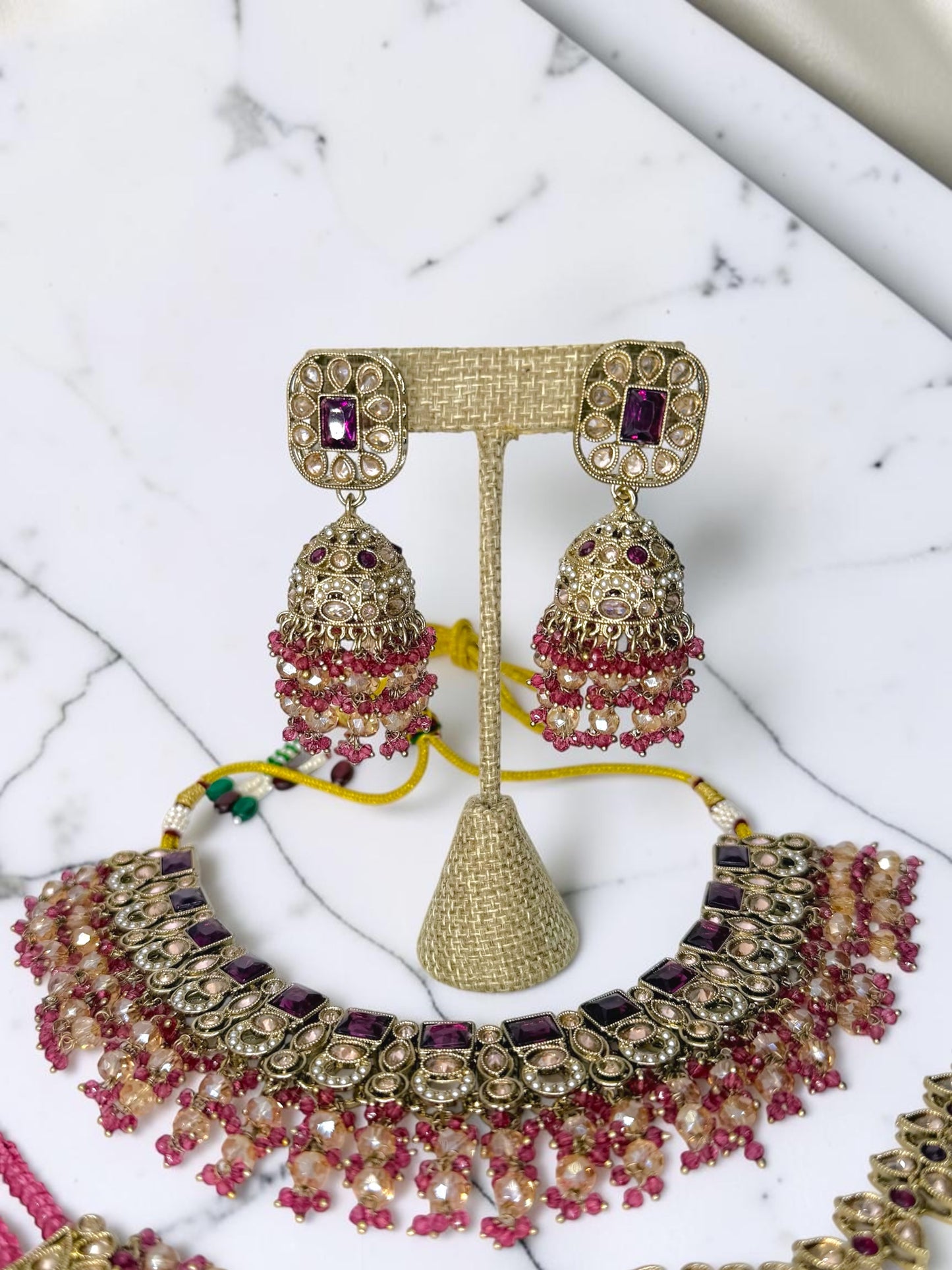 Kanishtha कनिष्ठा Polki Bridal Set in Purple Berry