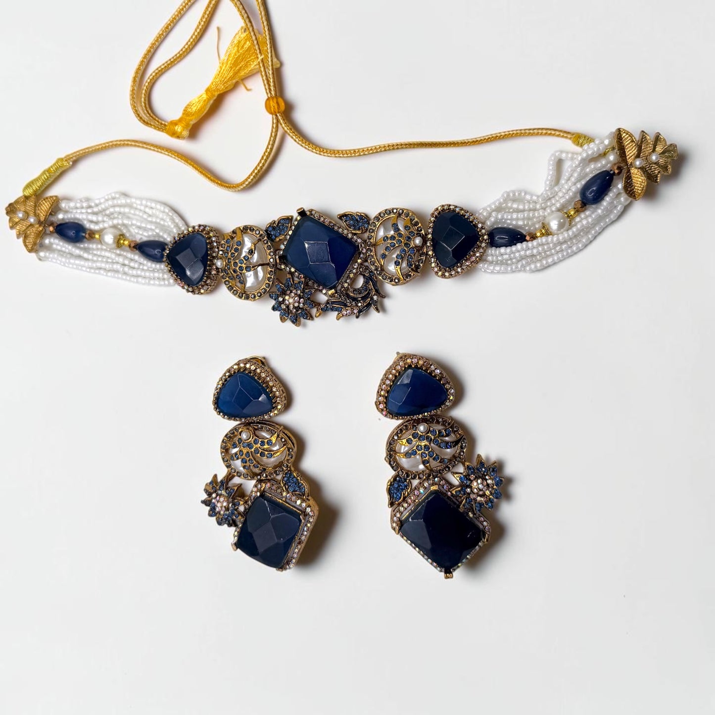 Damla Turkish Choker Set in Blue