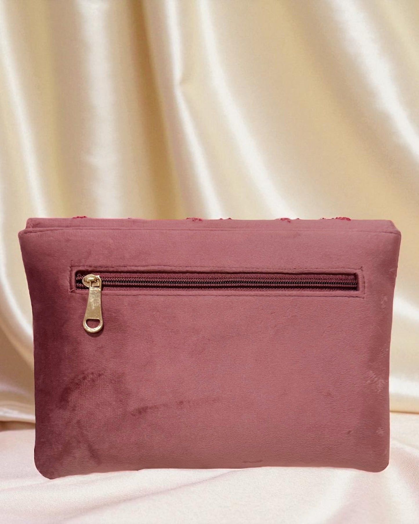 Jawhara جوهرة Beaded Velvet Bag in Dark Mauve and Magenta