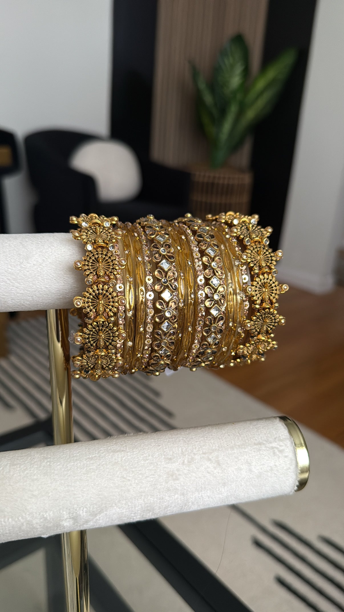 Kaveri कावेरी Peacock Handmade Bridal Glass Bangles in Gold