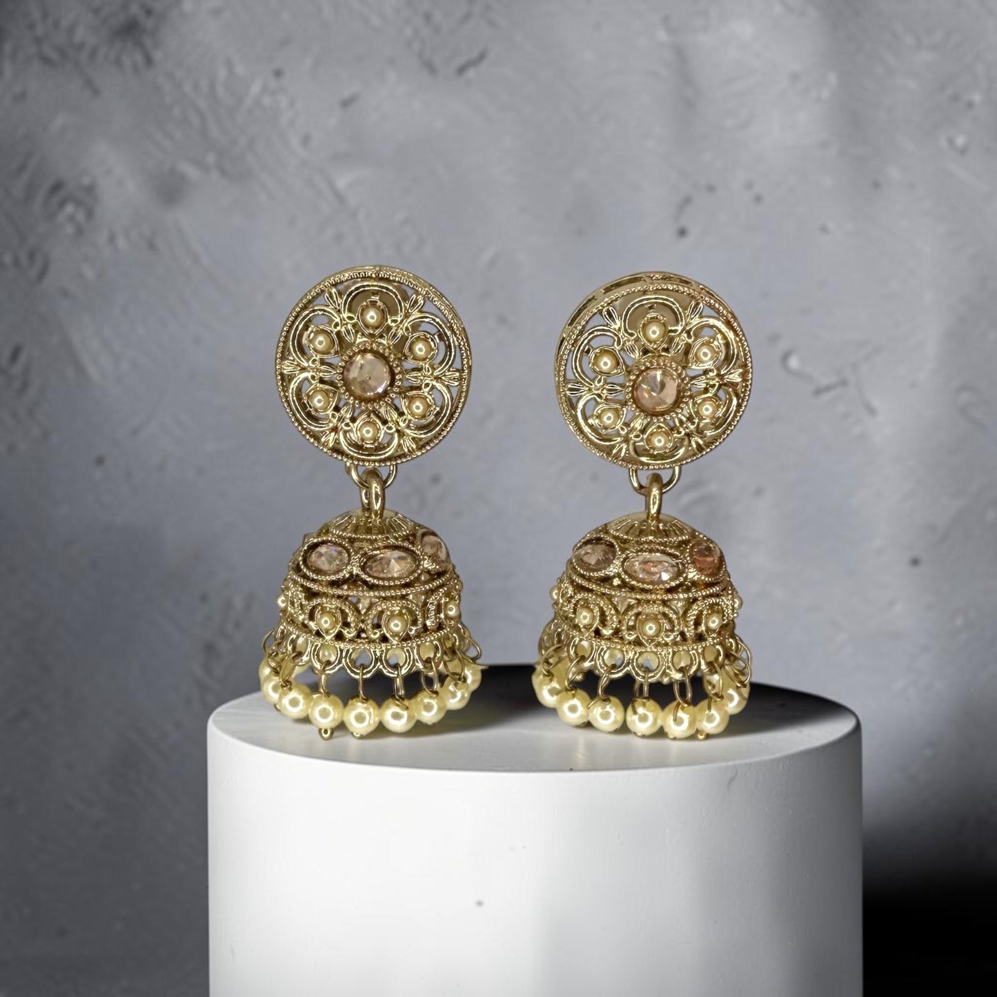 Raniah رانية Polki Jhumkay in Gold