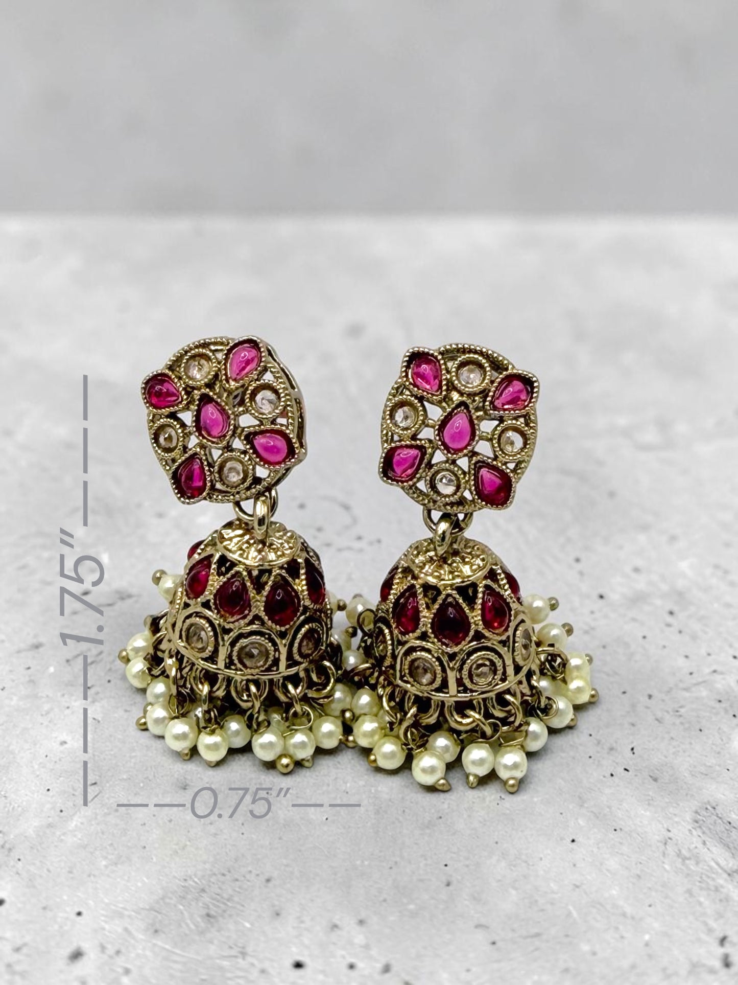 Vaidehi वैदेही Polki Jhumkay in Hot Pink