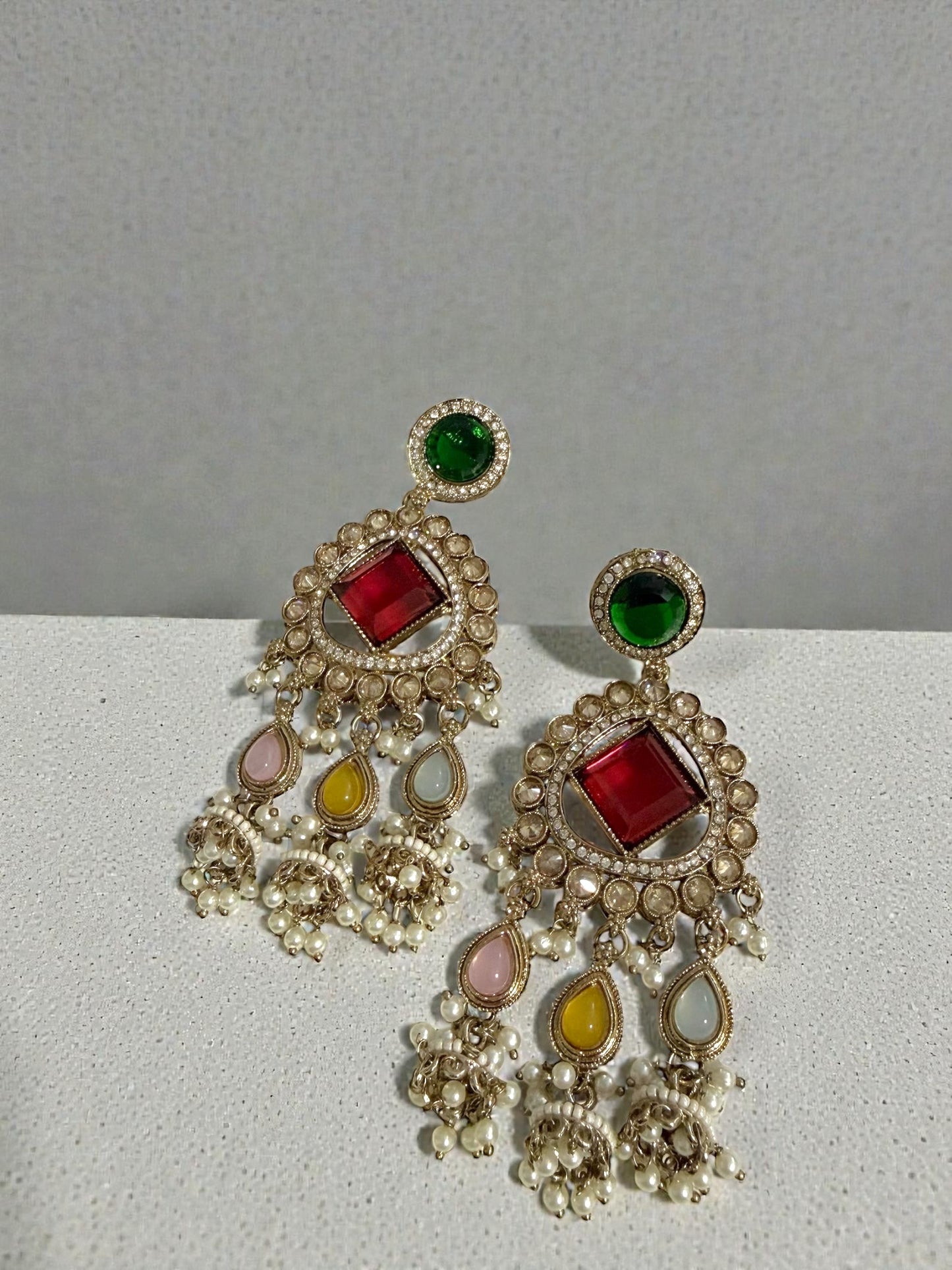 Iqra اقرأ Polki Earrings in Multicolor