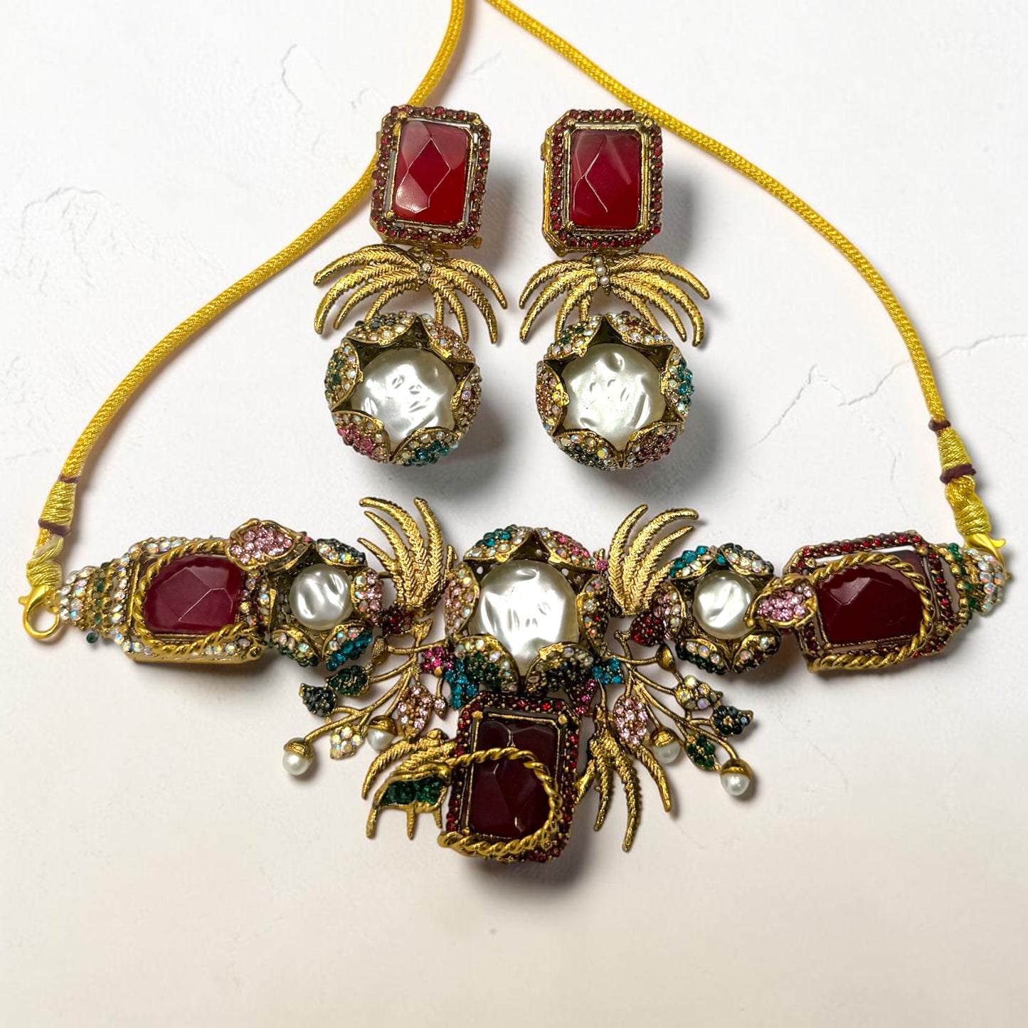 Dilan Turkish Choker Set in Maroon