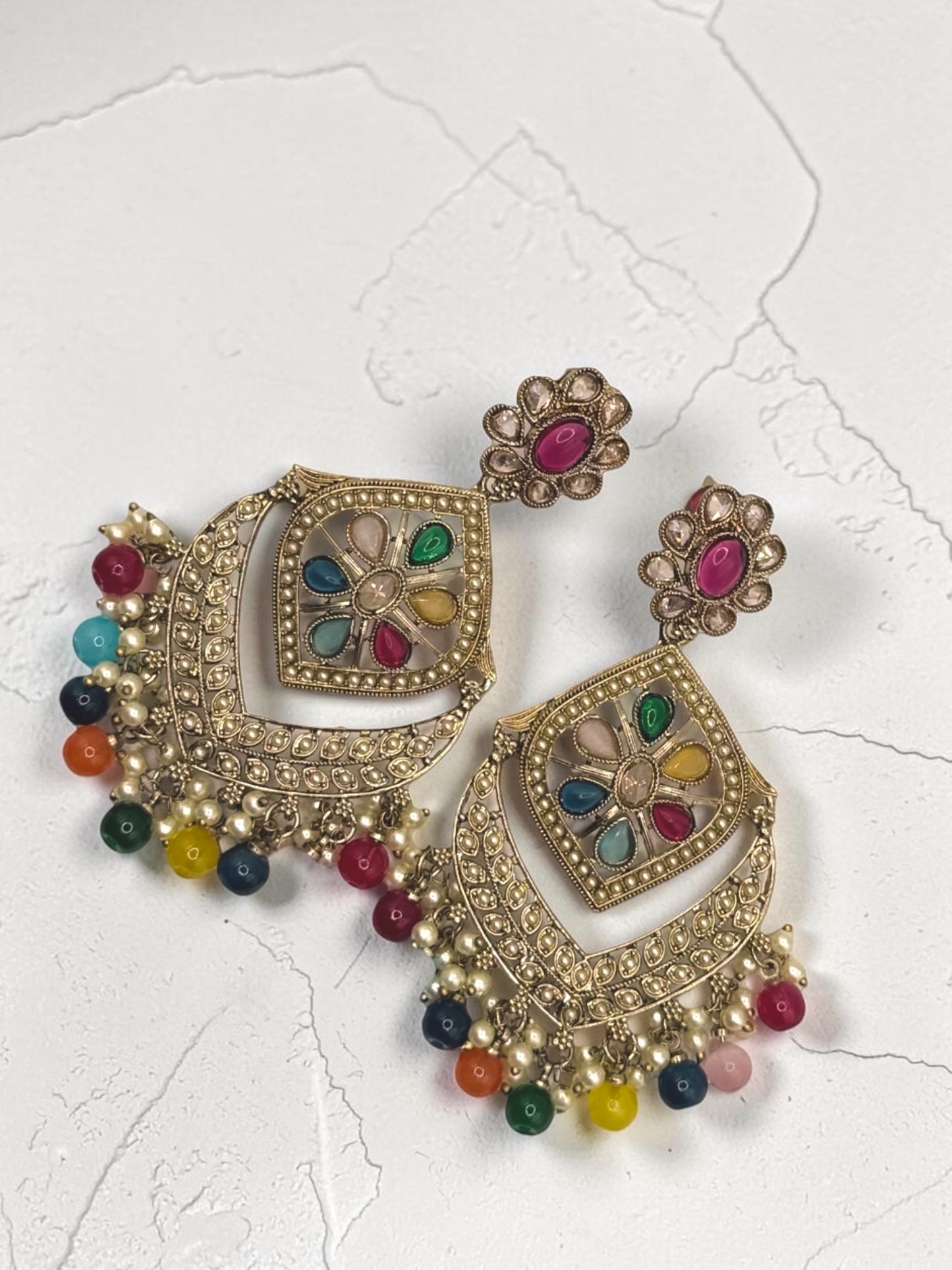 Dalya داليا Polki Earrings in Multicolor
