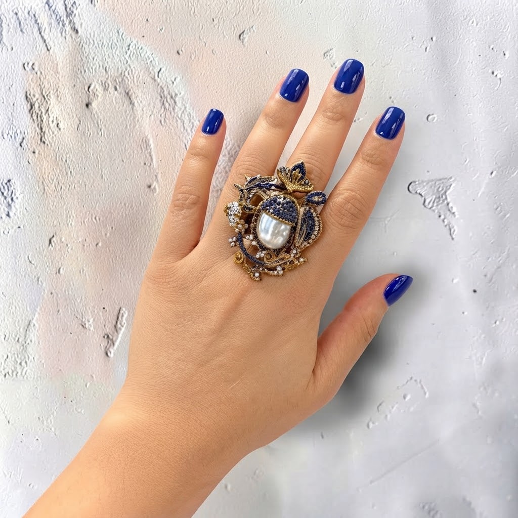Zeliha Turkish Ring in Blue