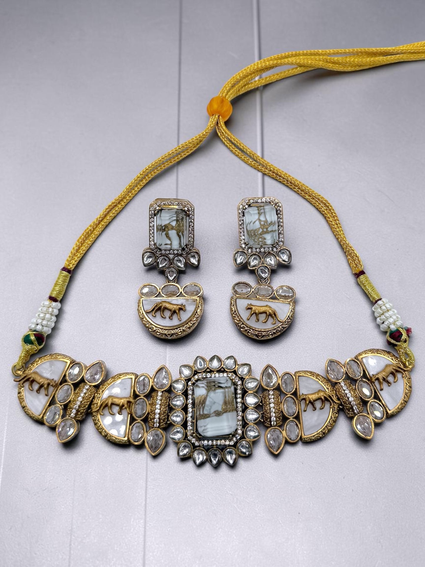 Sabyasachi Inspired Choker Set in White