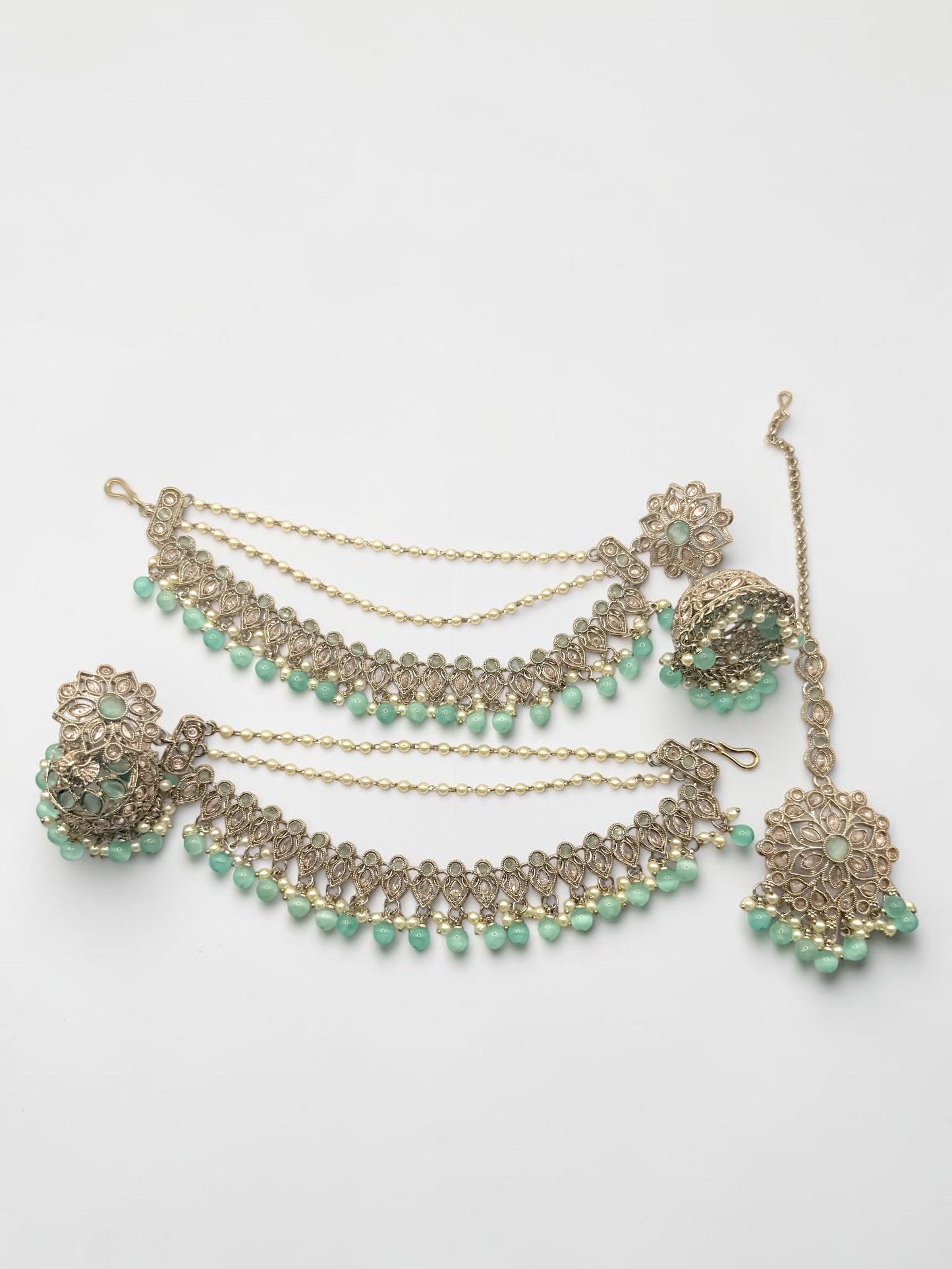 Avisha अविशा Polki Jhumkay Saharay in Mint