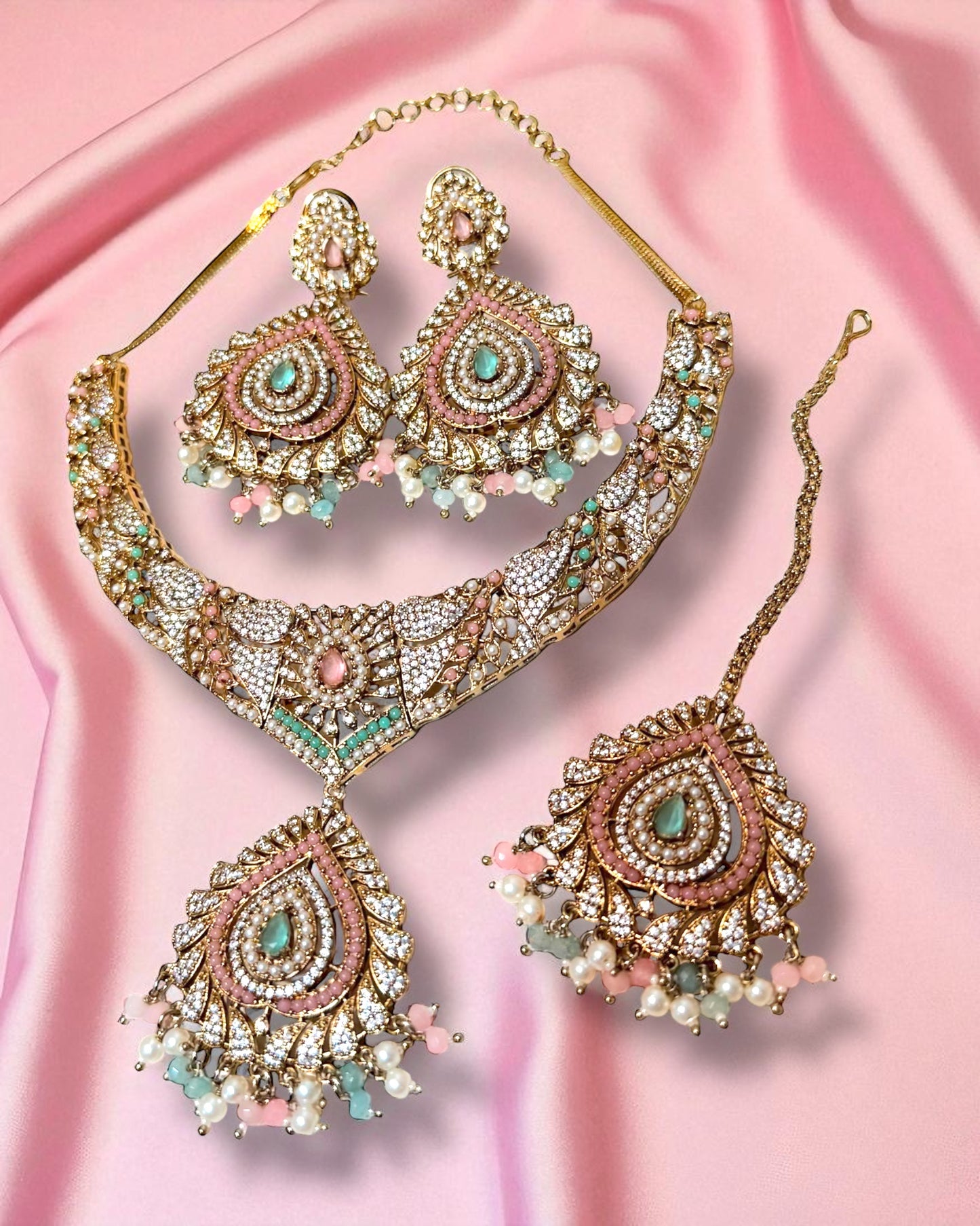 Aisha عائشة Bridal Set in Pastel Pink and Mint Blue