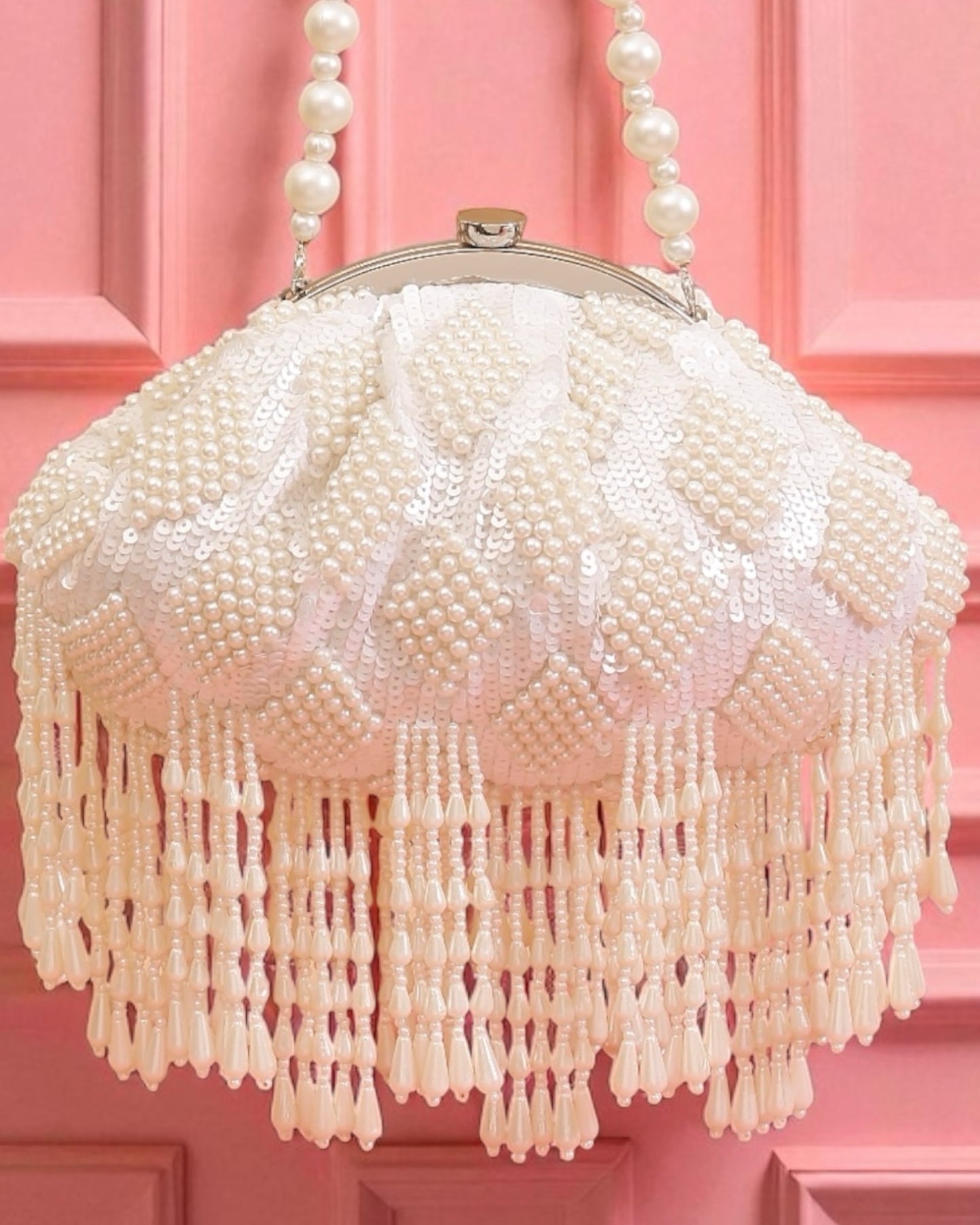 Noor نور Pearl Clutch in Ivory