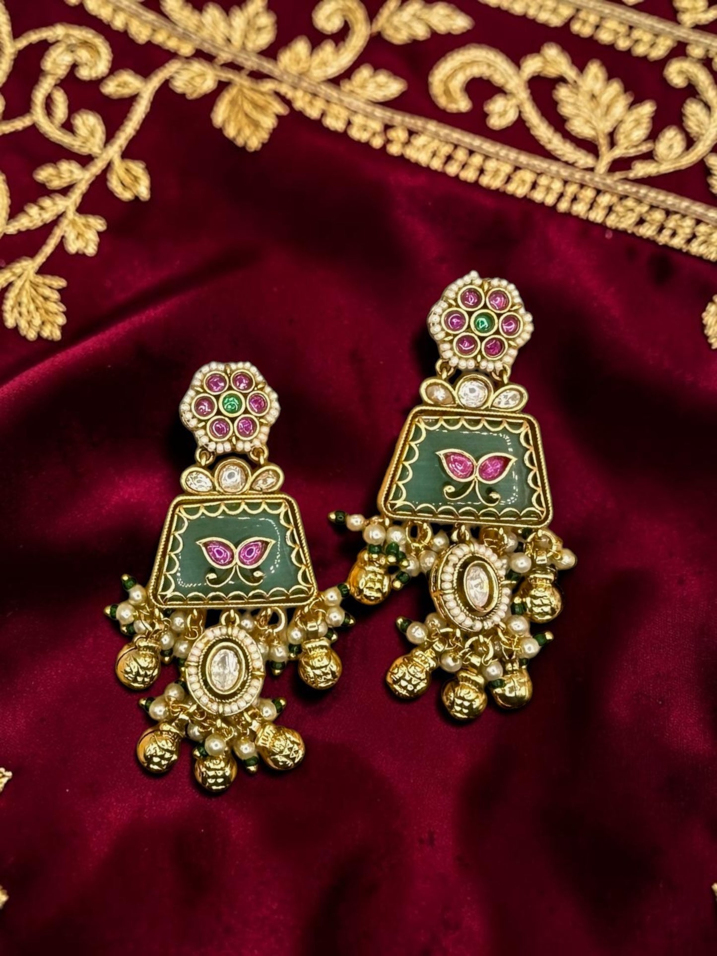 Jyoti ज्योति Heritage Earrings in Mint