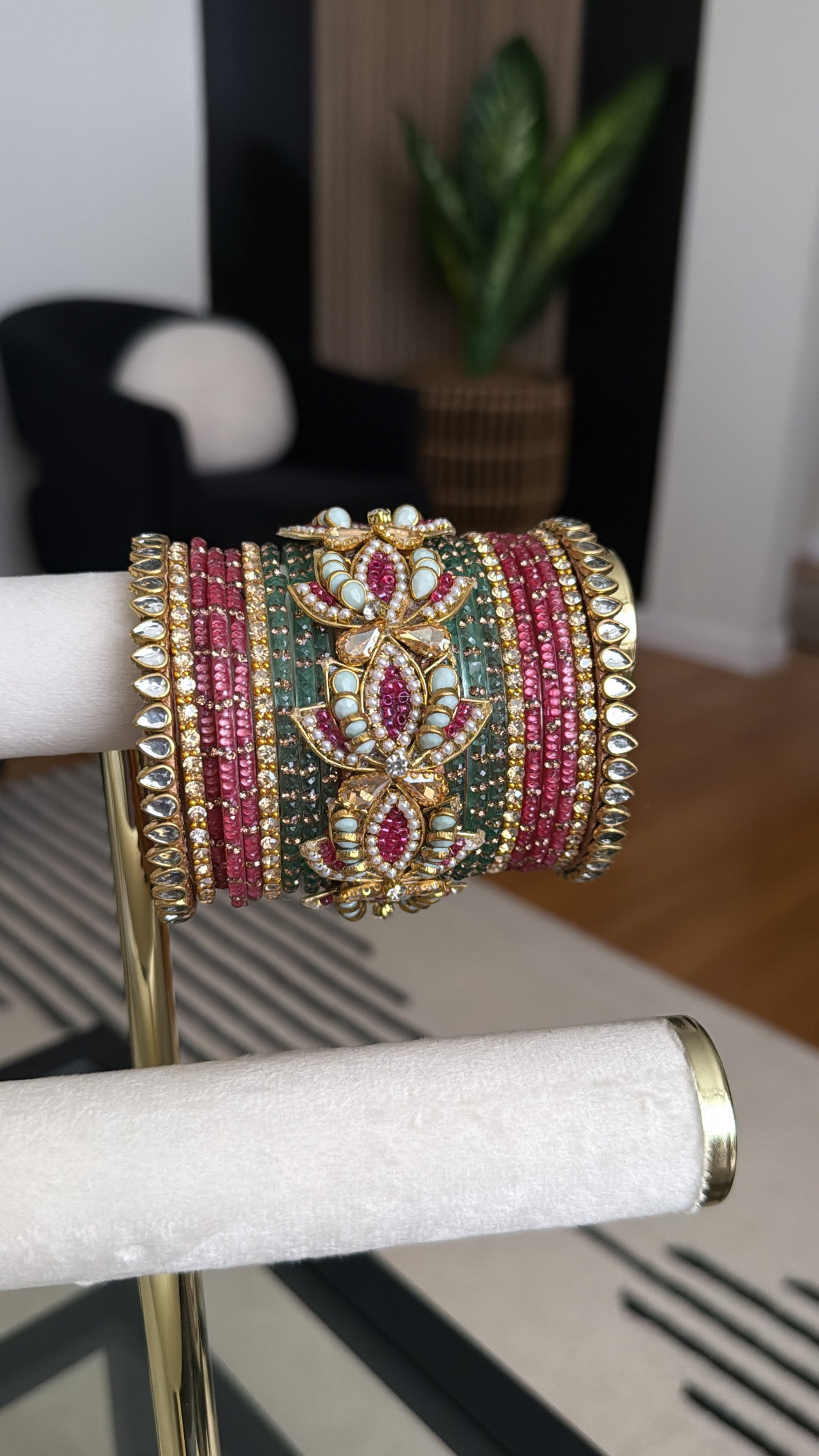 Trisha त्रिशा Handmade Bridal Glass Bangles in Pink & Mint