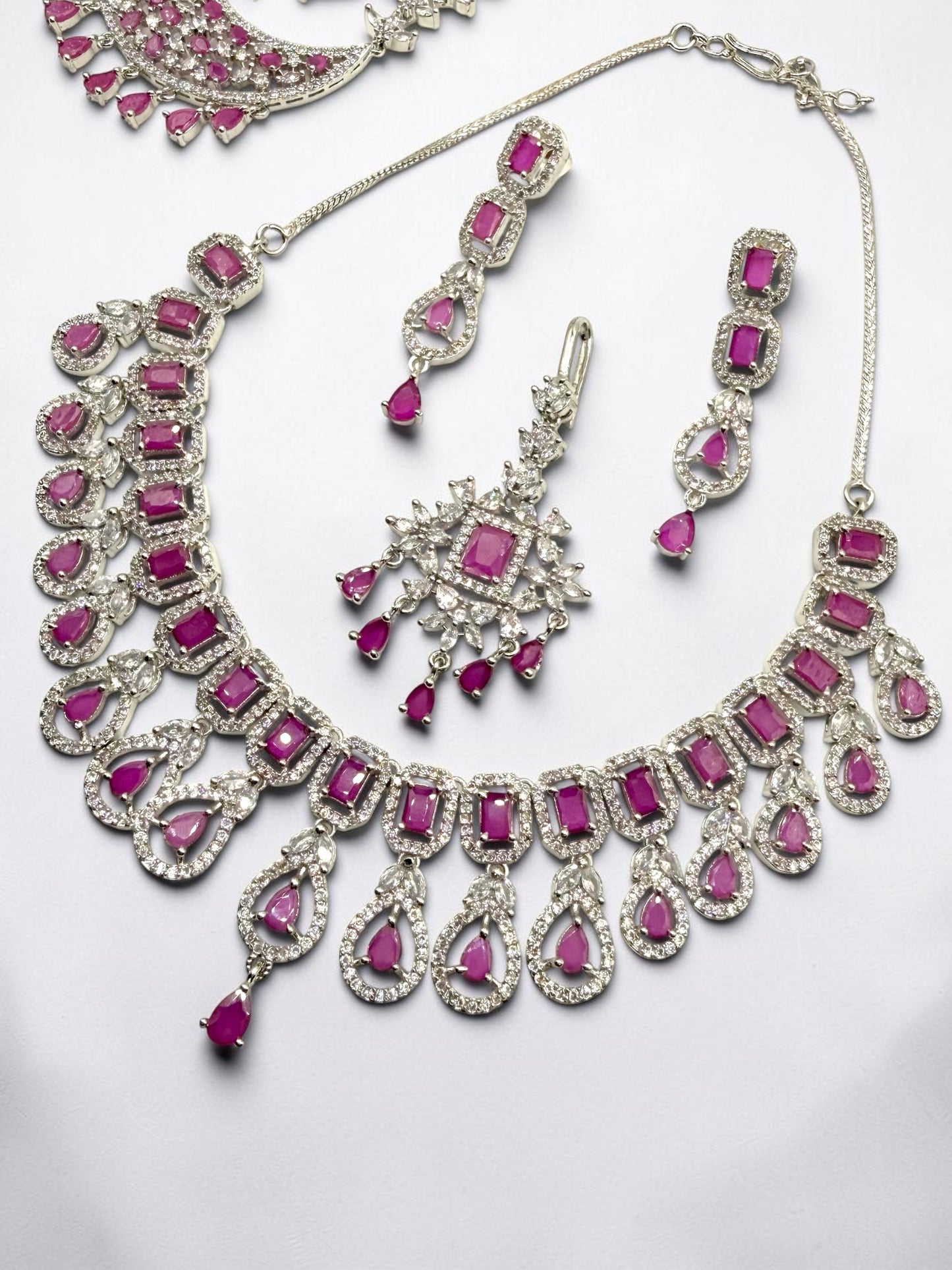 Janaki जानकी American Diamond Bridal Set in Hot Pink