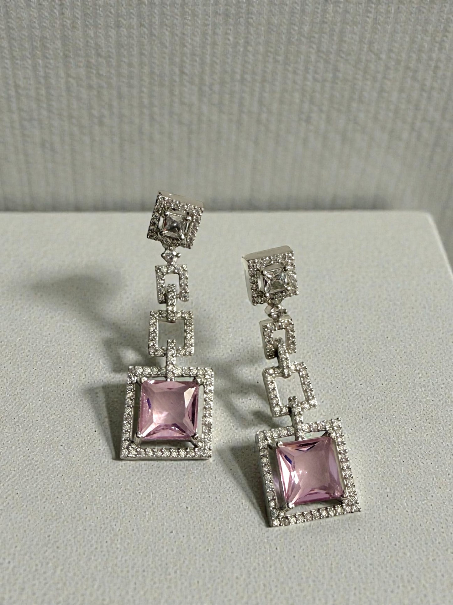 Nashwa نشوى American Diamond Earrings in Pink