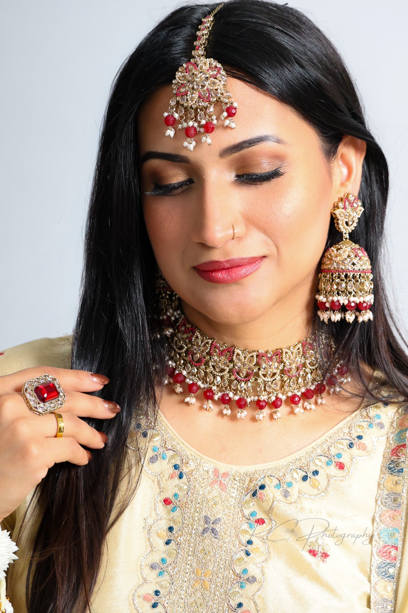 Lubna لبنى Polki Choker Set in Gold