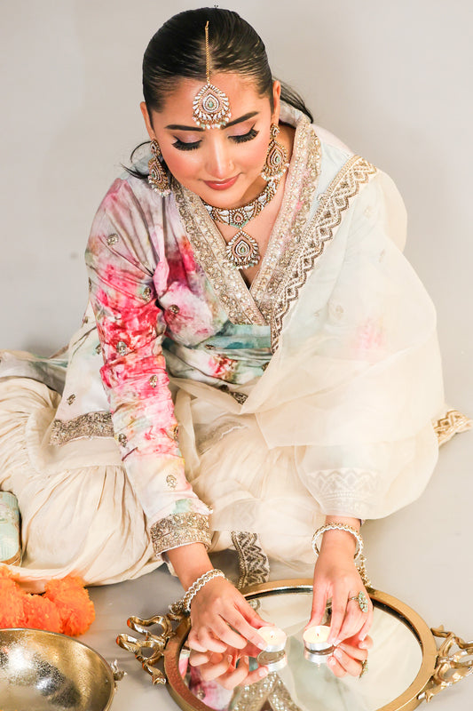 Aisha عائشة Bridal Set in Pastel Pink and Mint Blue