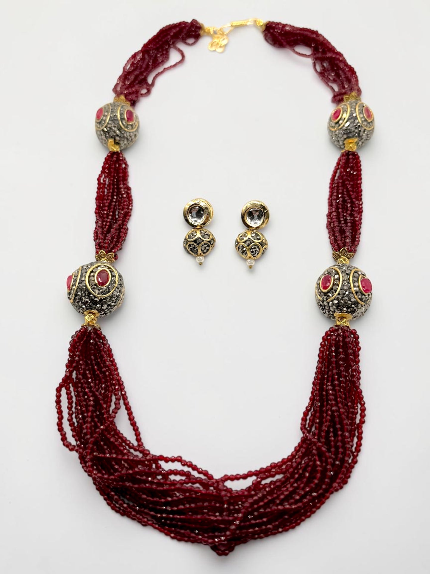 Aarna आर्णा Mala Set in Maroon