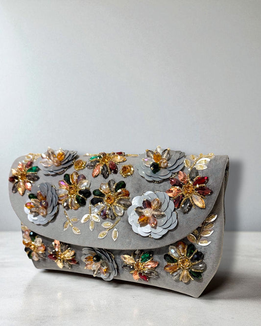 Azra عَذْراء Floral Bag in Grey