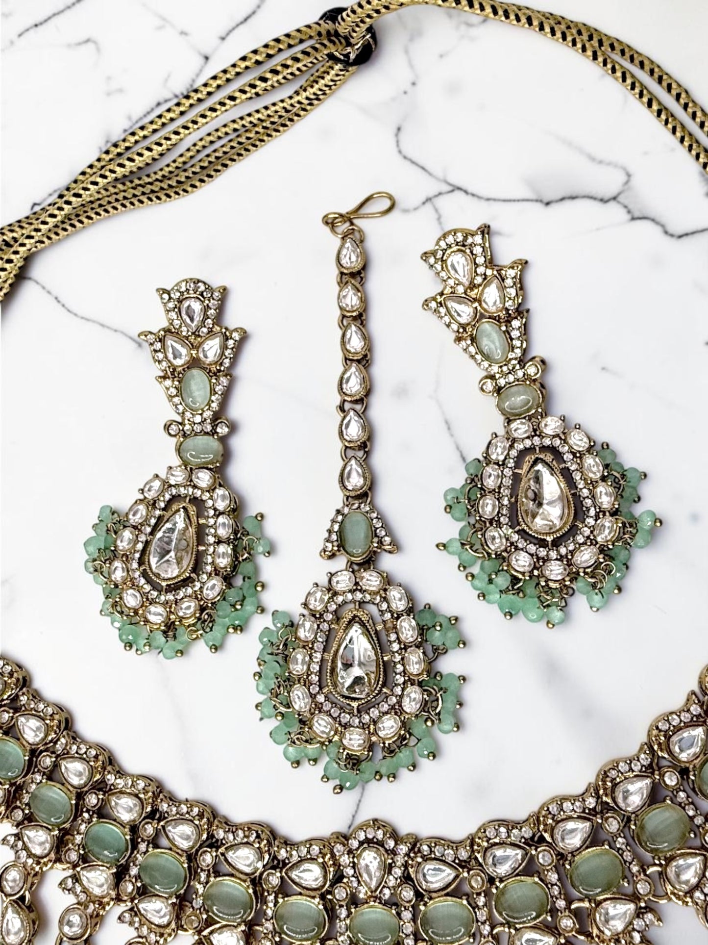 Sharanya शरण्या Kundan Bridal Set in Mint
