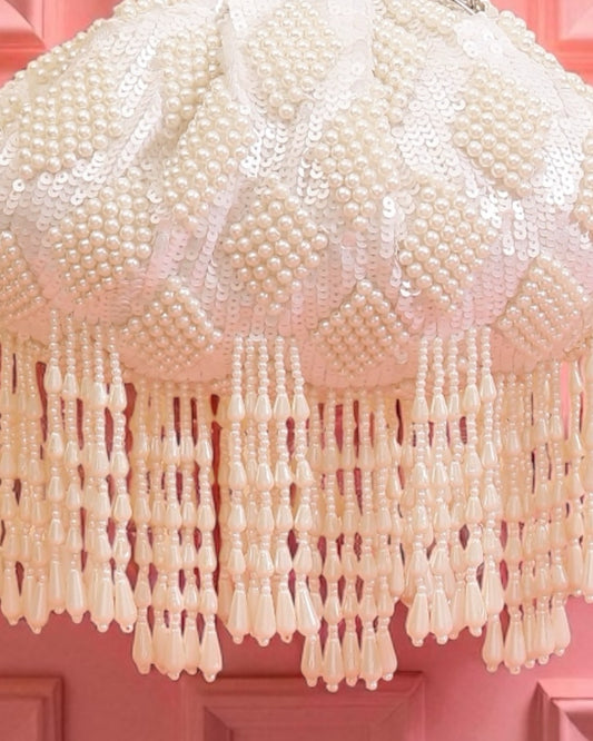 Noor نور Pearl Clutch in Ivory