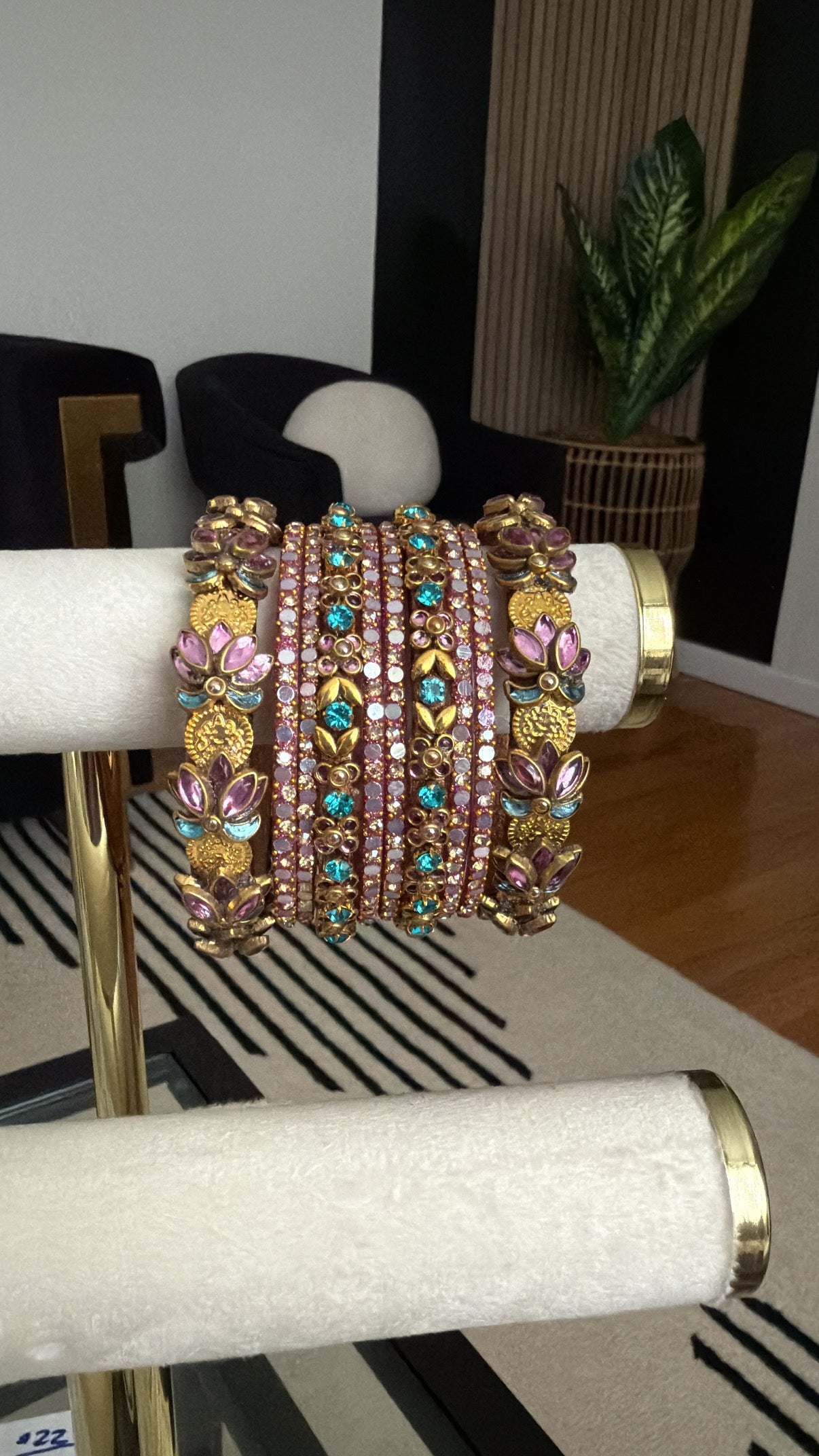 Tulsi तुलसी Handmade Glass Bangles in Soft Pink & Sky Blue