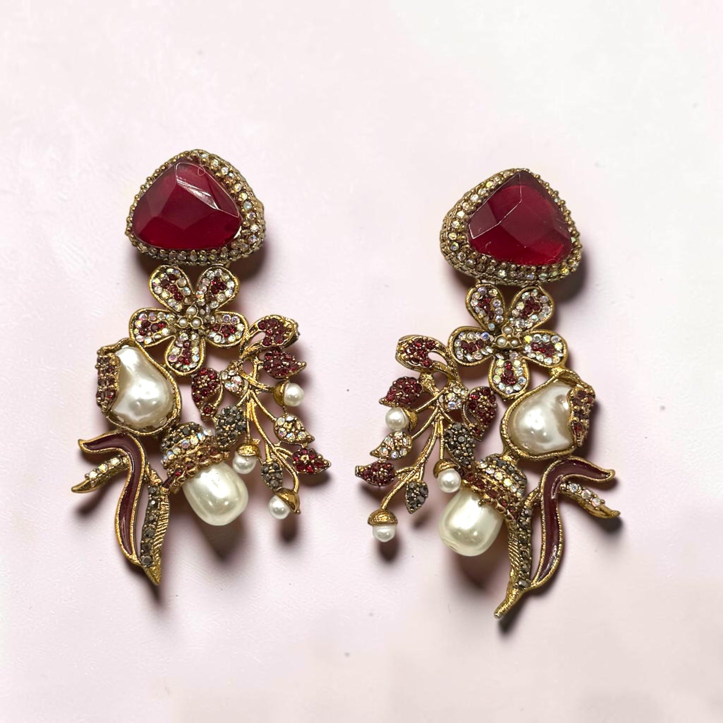 Nehir Turkish Earrings in Maroon