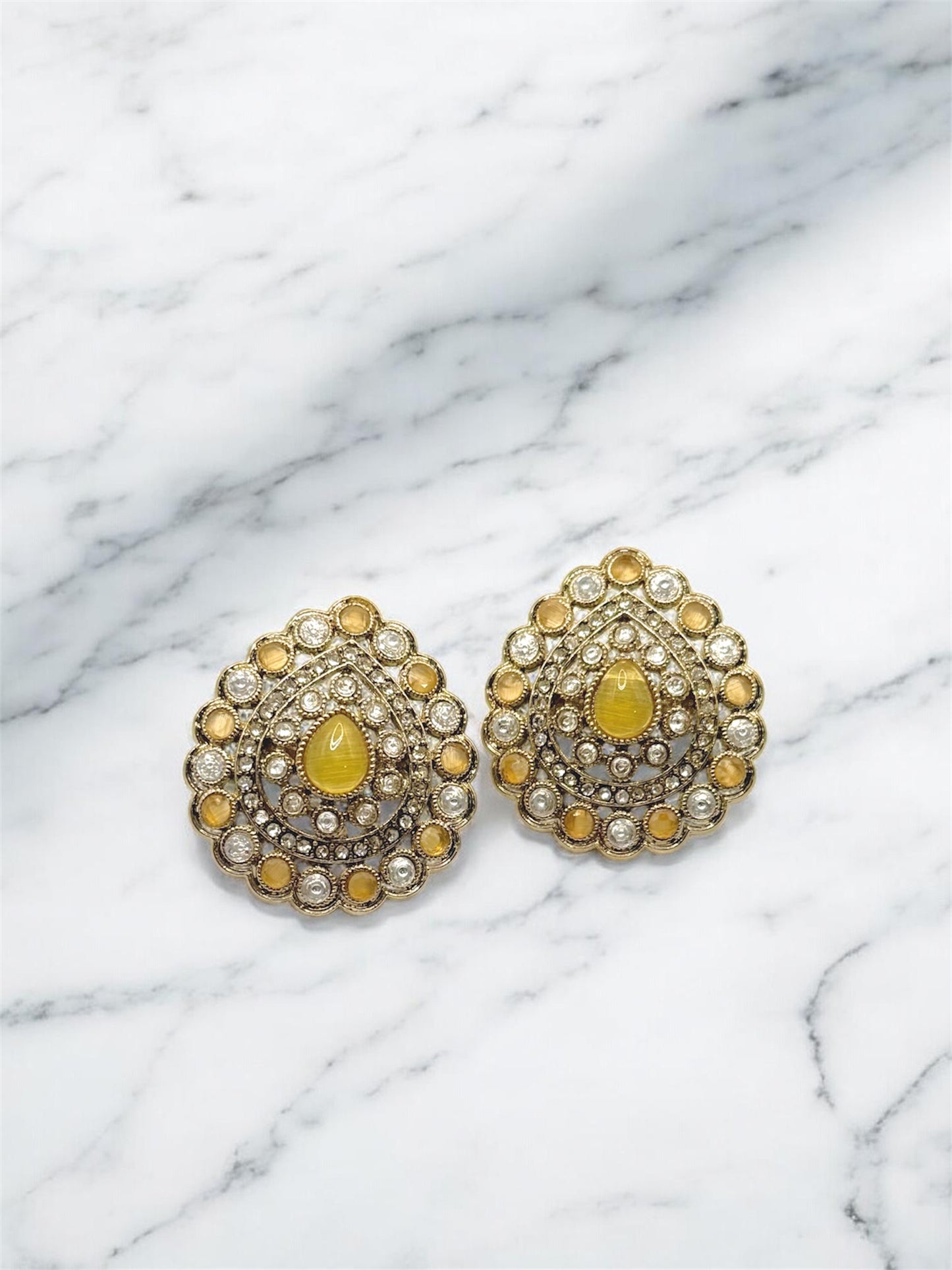 Savitri सावित्री Studs in Yellow