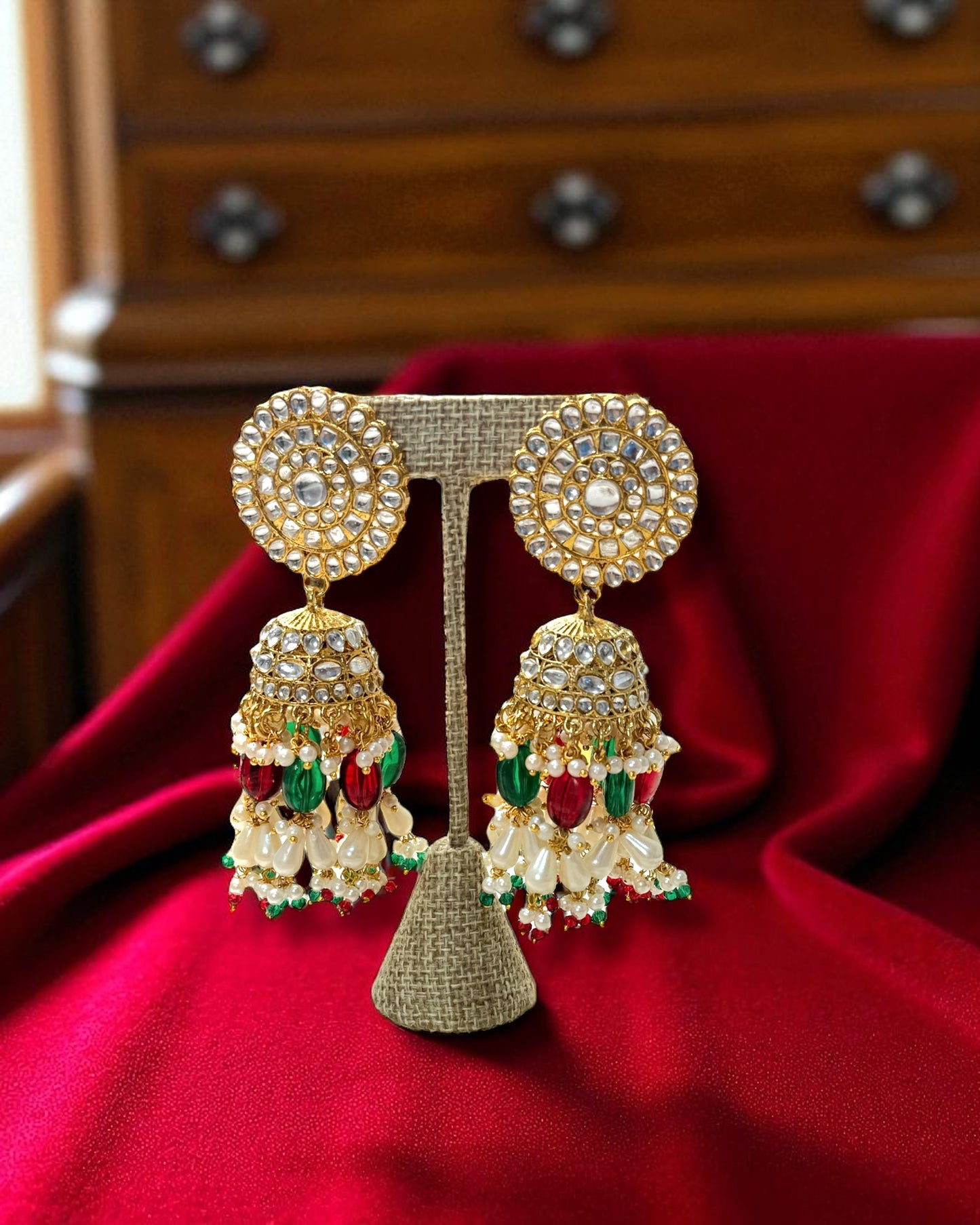 Soniya सोनिया Kundan Choker Set in Red & Green