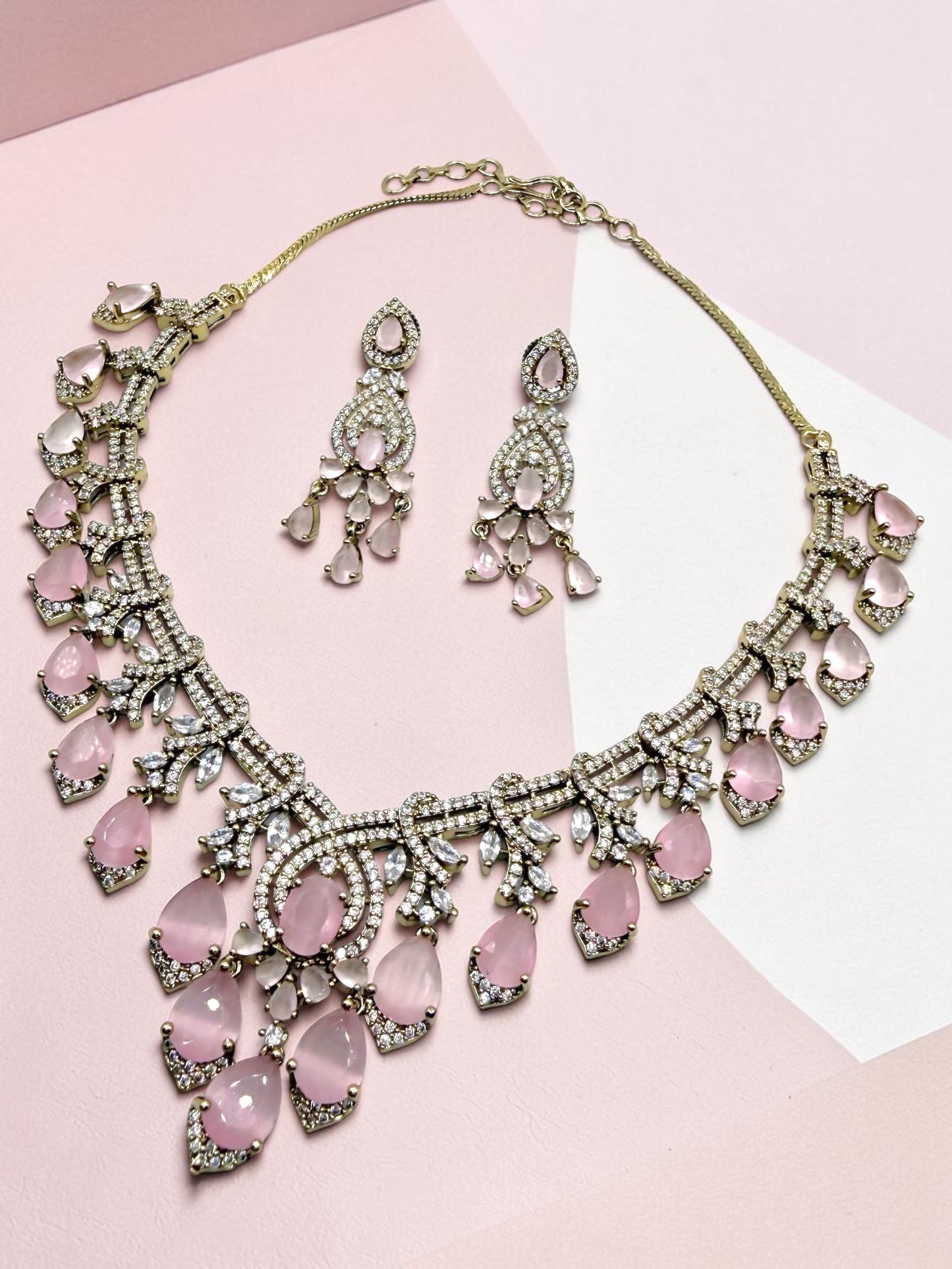 Ashmita अश्मिता American Diamond Set in Pink