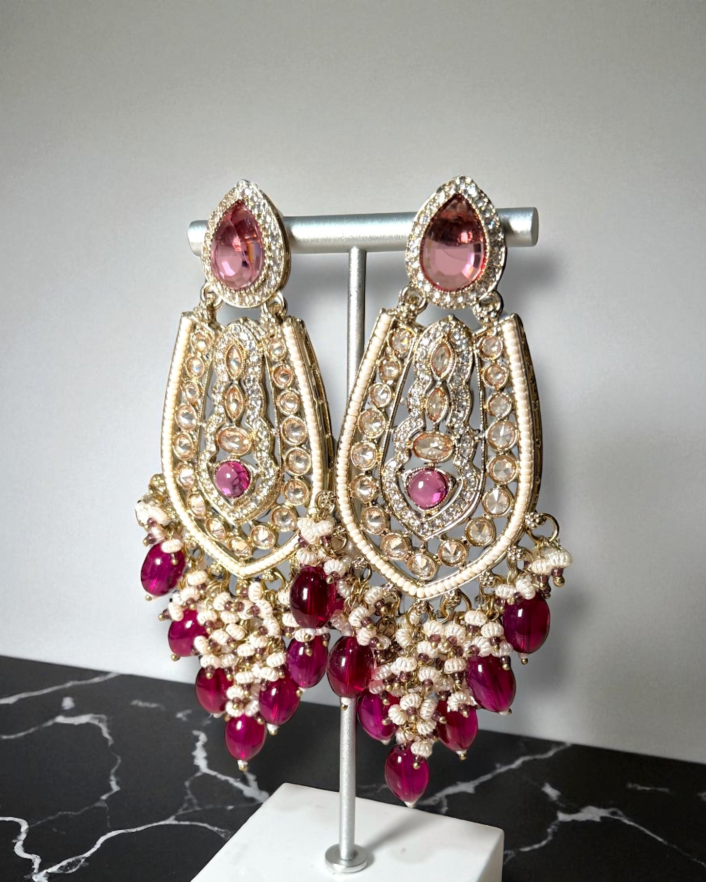 Mina مينا Polki Earrings in Purple