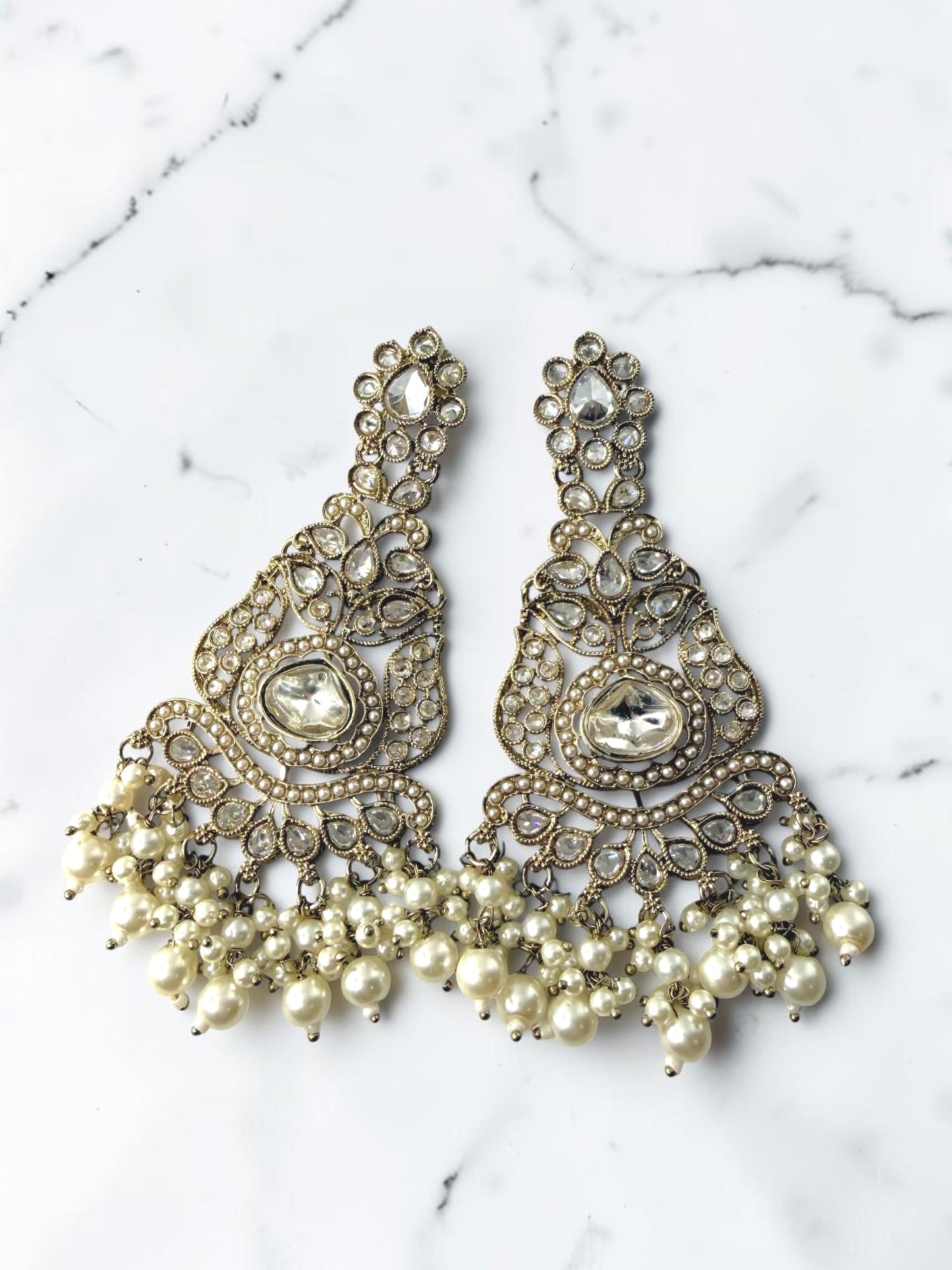 Rishika ऋषिका Polki Kundan Earrings in White