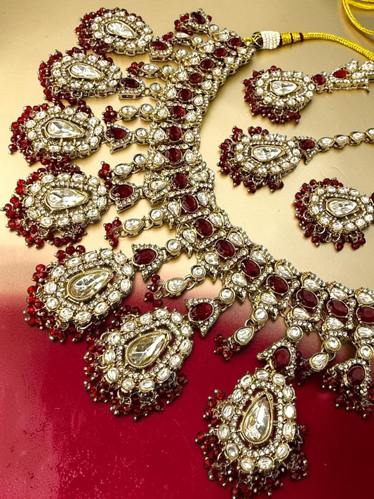 Sharanya शरण्या Kundan Bridal Set in Maroon