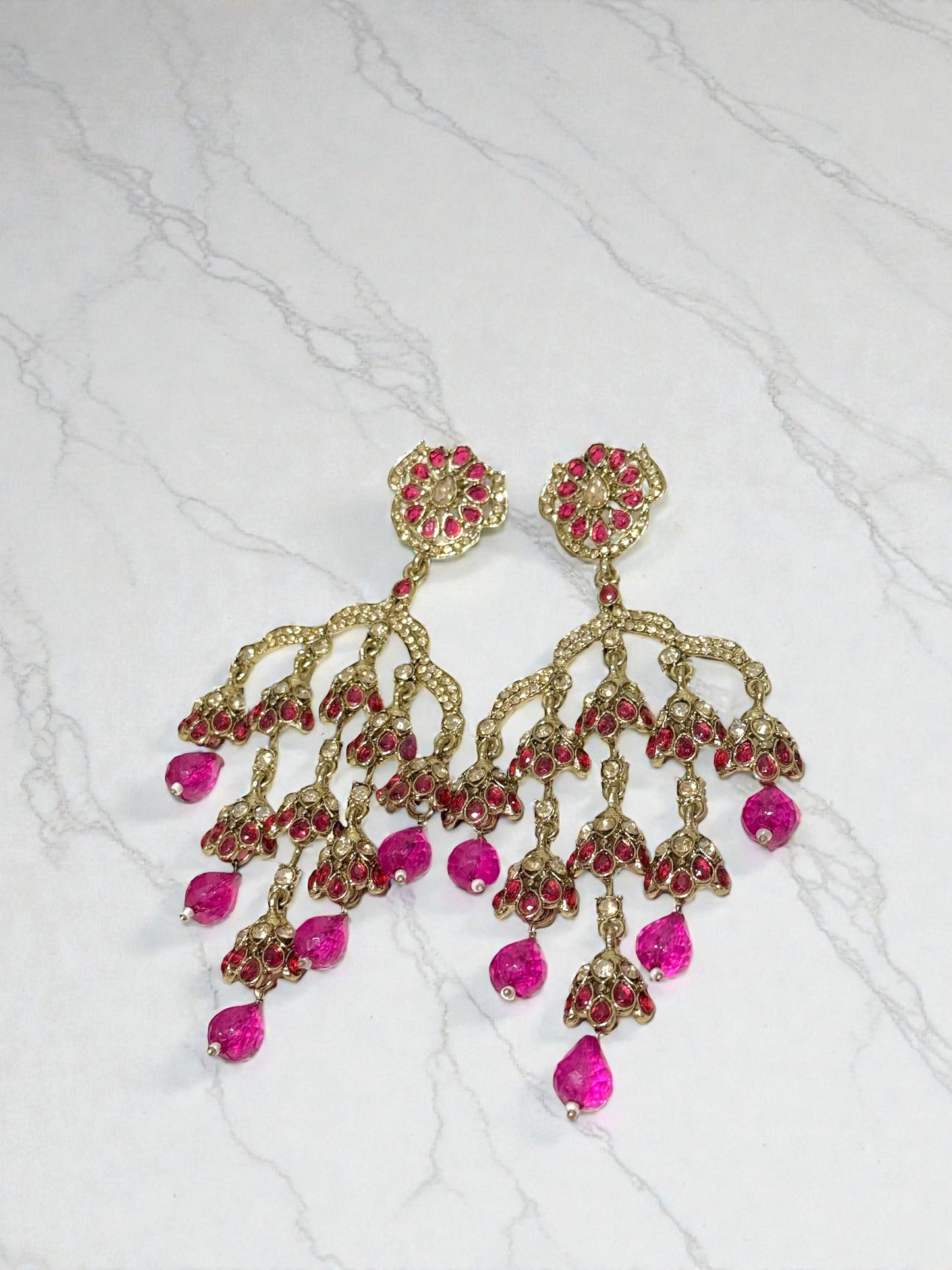Sanjana संजना Stone Earrings in Magenta