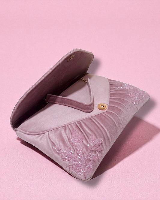 Jawhara جوهرة Beaded Velvet Bag in Lilac