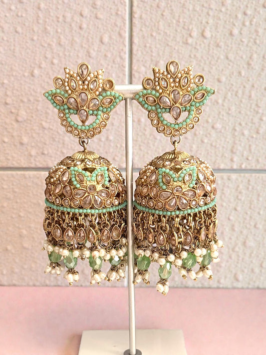 Lubna لبنى Polki Choker Set in Mint