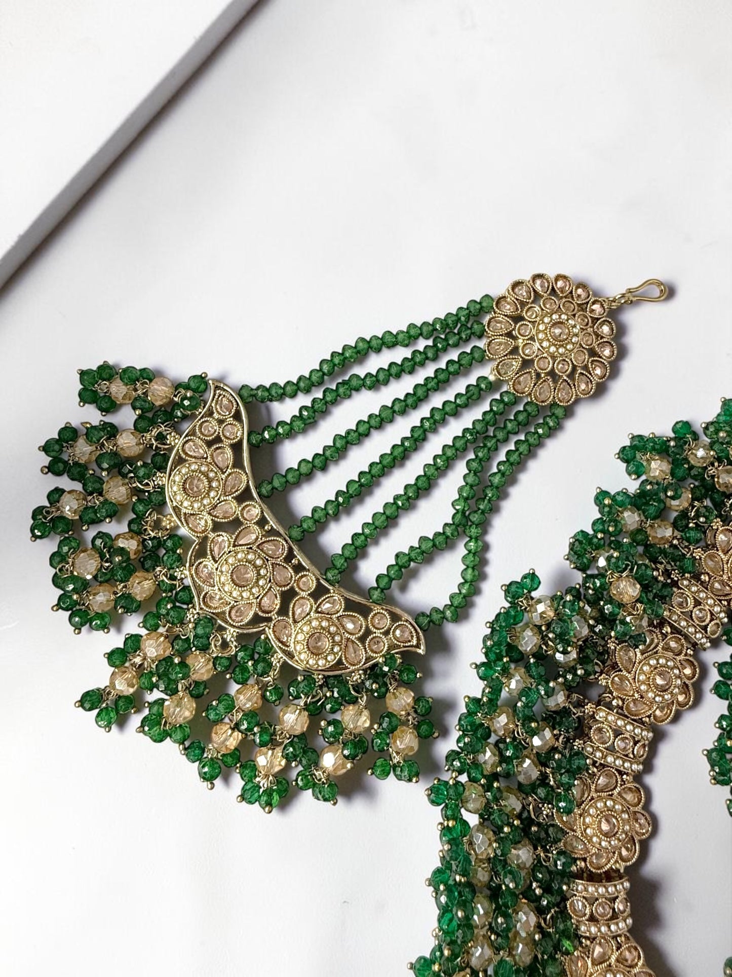 Hajar هاجر Polki Bridal Set in Green