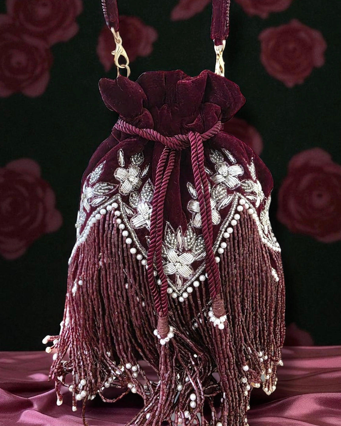 Javeriyah جويرية Potli Bag in Wine