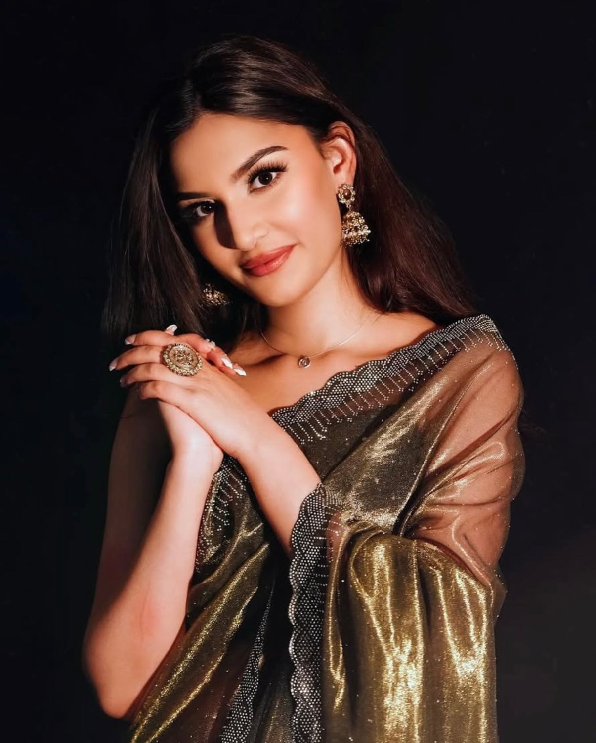 Amaira अमैरा Polki Jhumkay in Olive Green