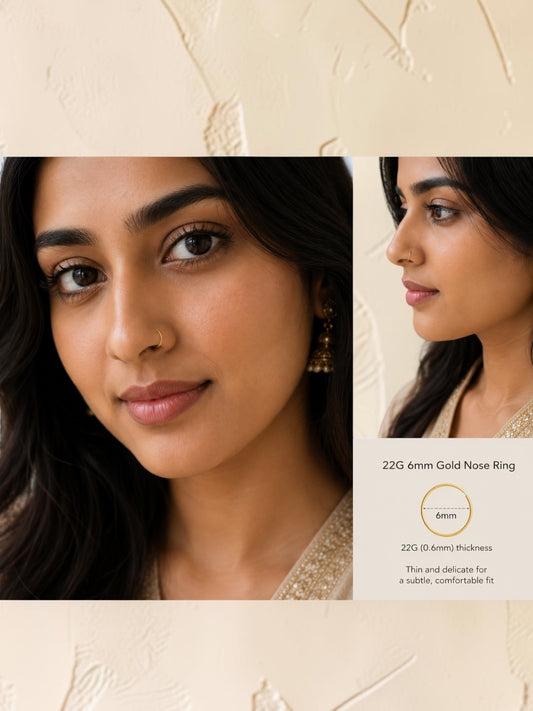 Premium 18k Gold Plated Stainless Steel Seamless Nose Ring Hoop for Pierced Nose - Choose Your Size & Color